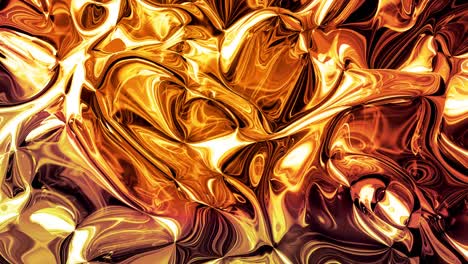 fondo abstracto en bucle con patrón líquido dorado brillante y ondulado en una superficie brillante y brillante. fluido amarillo viscoso como la superficie de papel dorado o vidrio brillante. hermoso telón de fondo festivo creativo.
