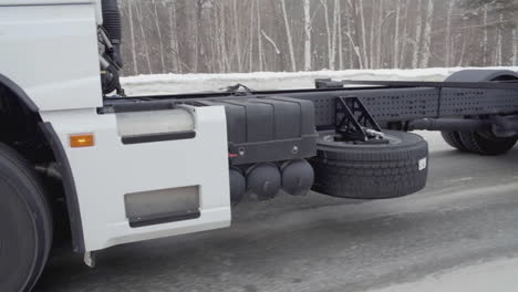 truck chassis on a snowy road