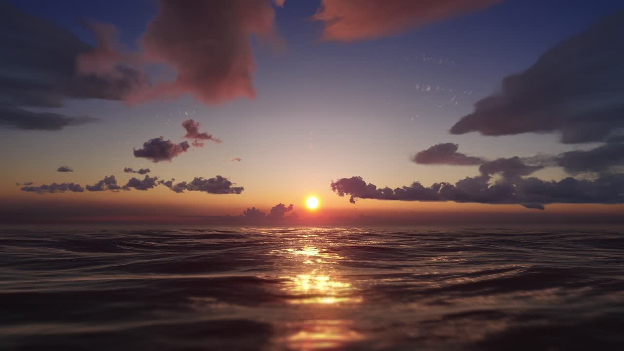 Golden Sun Setting Over Open Ocean Surface