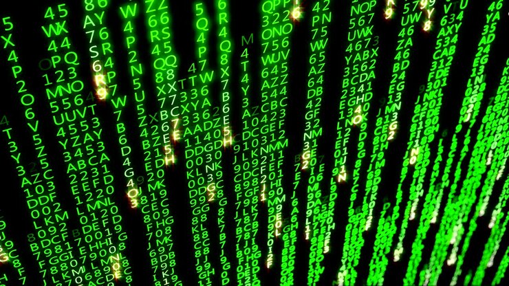 The abstract matrix code is moved in the virtual space. Loopable