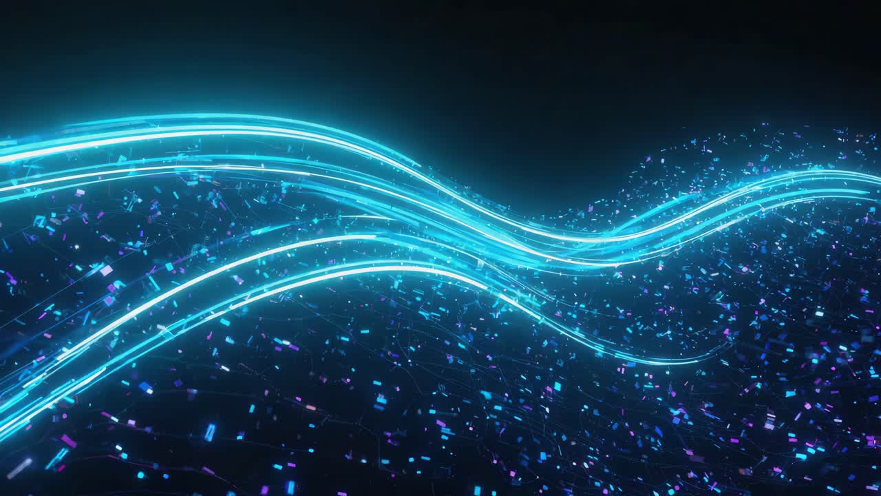 추상적인 빛나는 파란색 선