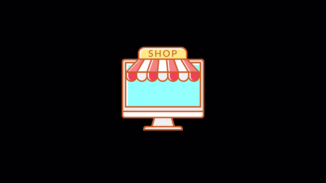 Animated Computer Monitor Icon Representing Online Shopping