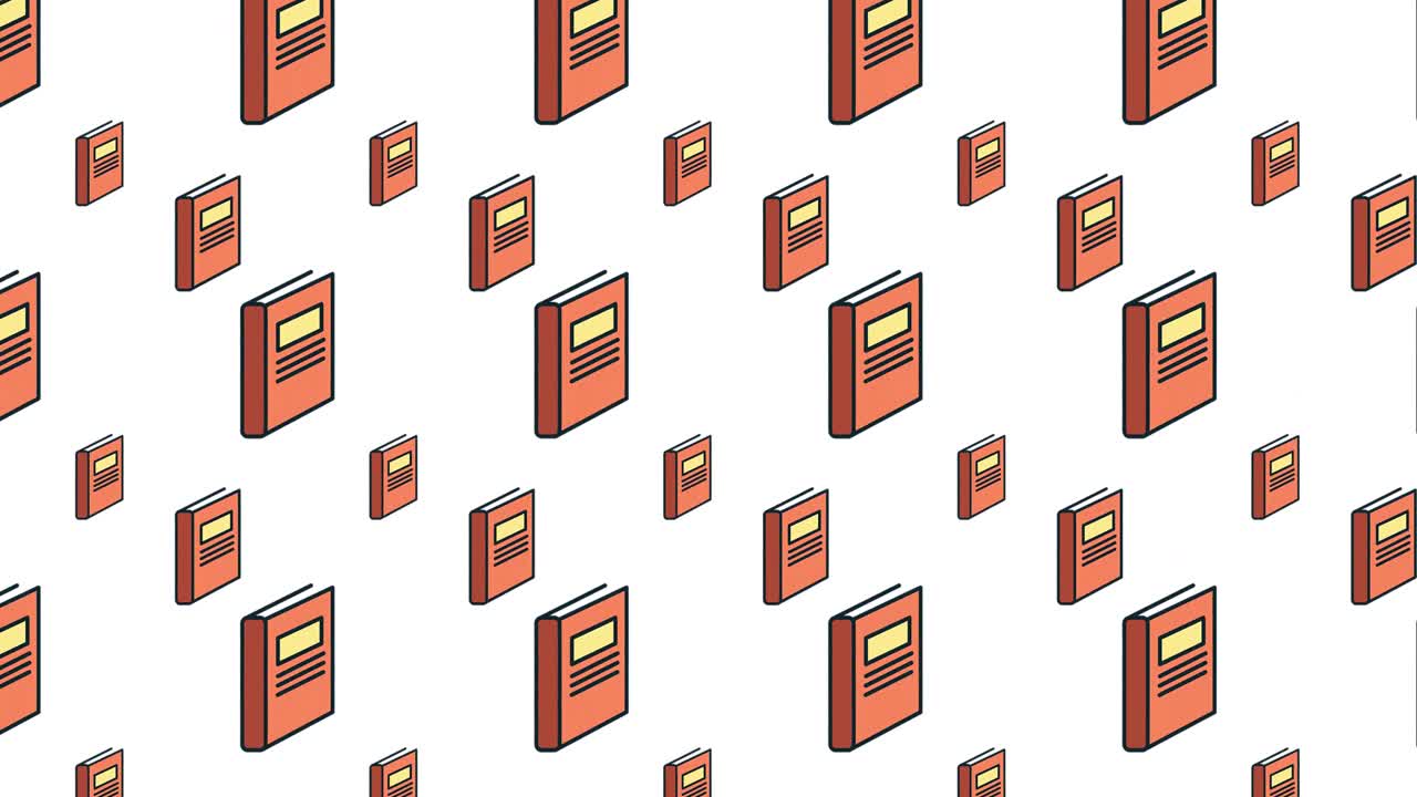 Animation of school items icons moving on white background