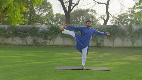 Indian-man-doing-Tree-yoga-pose