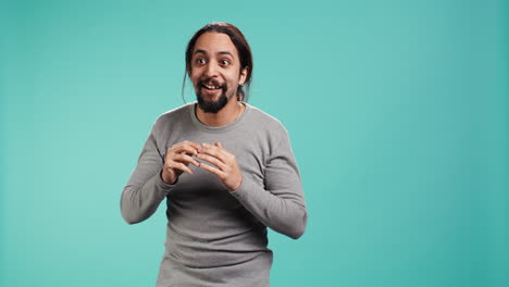 upset person in disagreement with mate, pointing finger