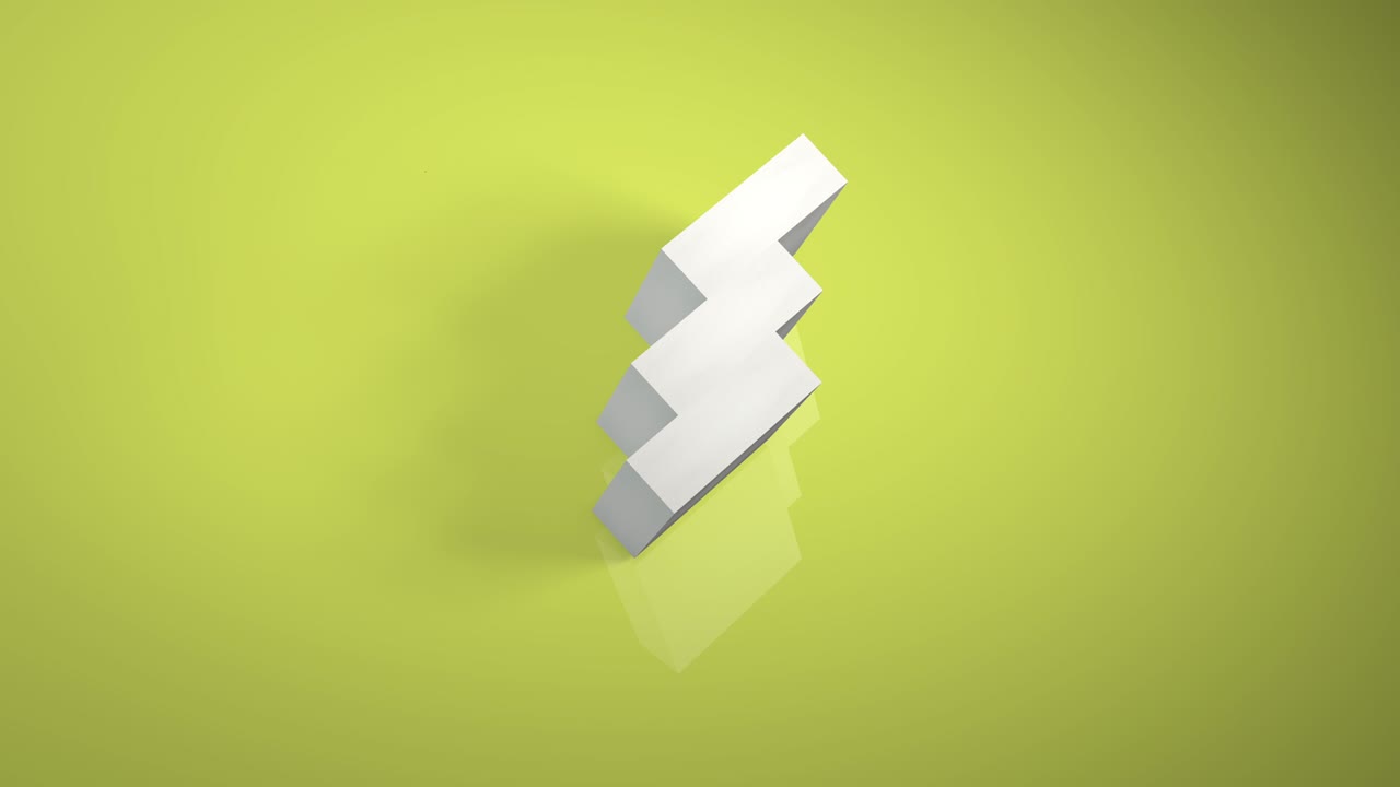 cubo blanco gira marcos 3d. movimiento isométrico del conjunto de bloques. partes del cubo, moviéndose y cambiando, aisladas en una forma geométrica de fondo amarillo del bucle de construcción.