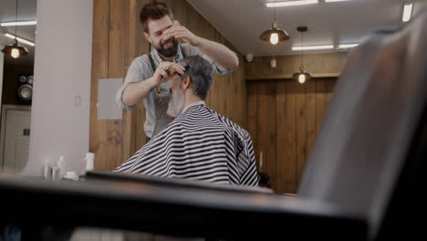 haircut at a barber shop