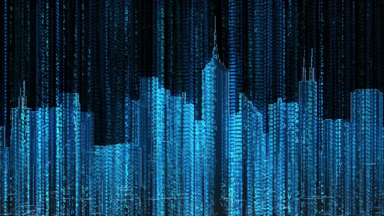 stad skyline computer gegevenscode vliegbaan (lus)