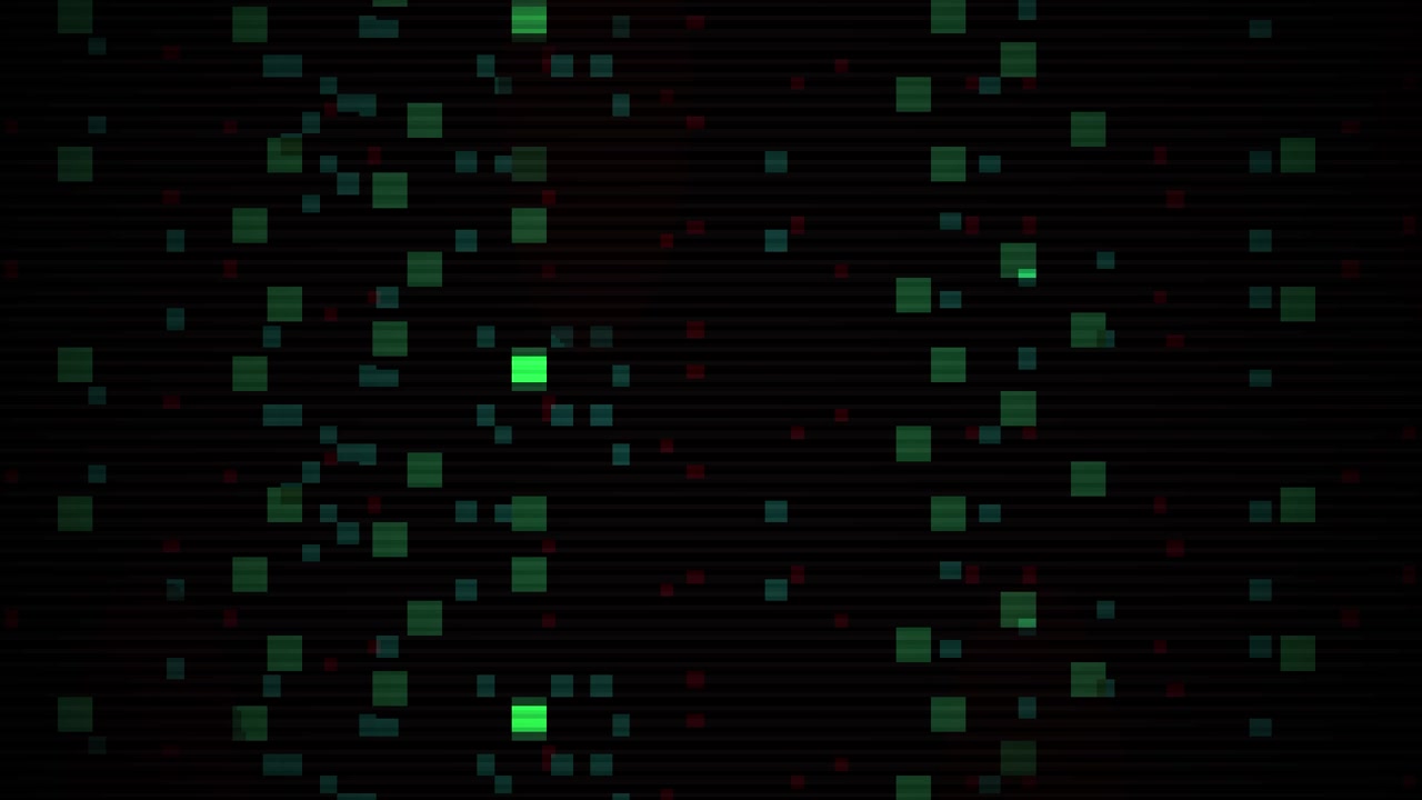 Flickering Digital Pixels and Glitch Noise on a Dark Screen