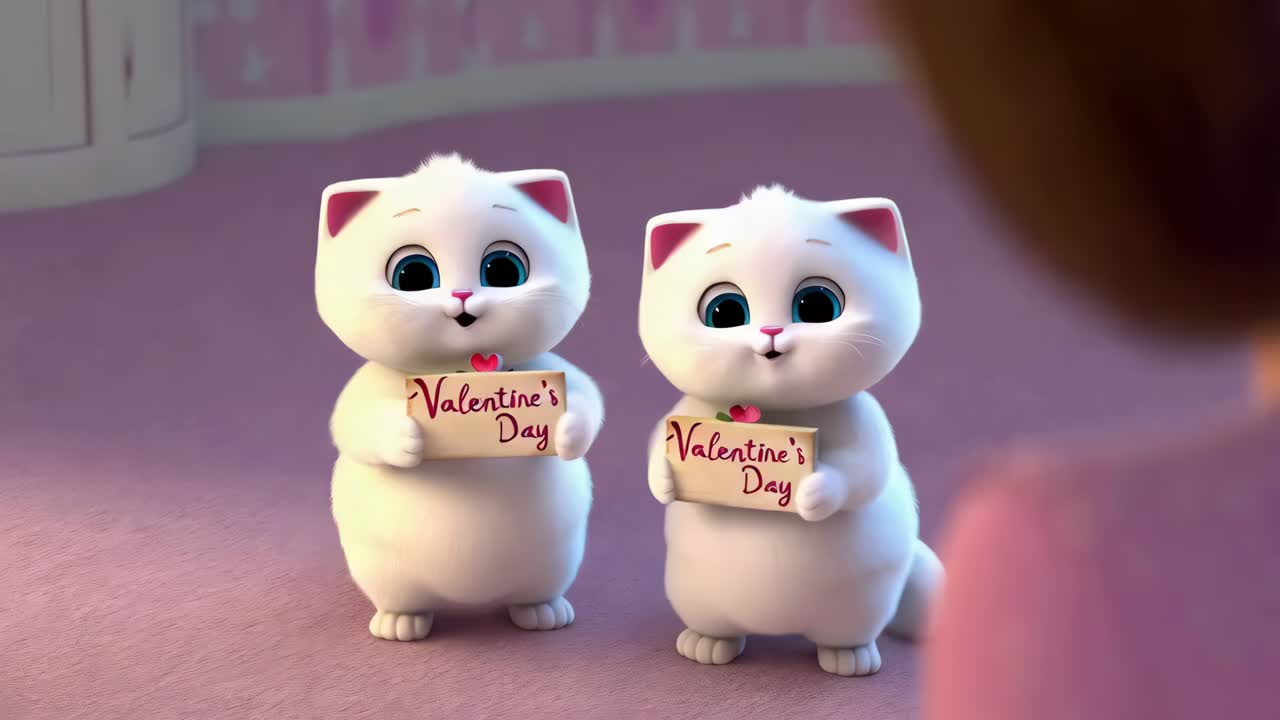 gatitos de dibujos animados en el día de san valentín