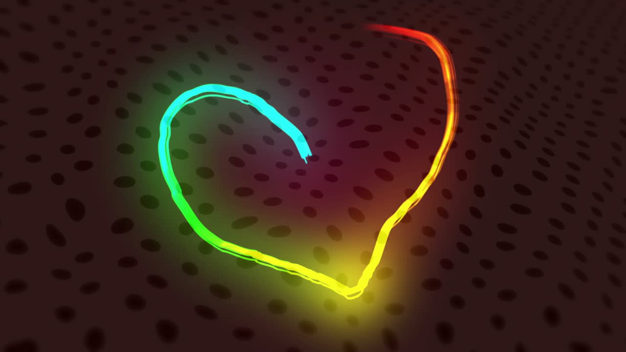 Glowing heart-shaped animation on dark dotted background