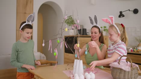 family celebrating easter