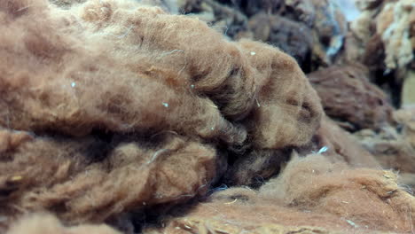 primer plano panorámico de lana de alpaca lista para ser procesada en textiles