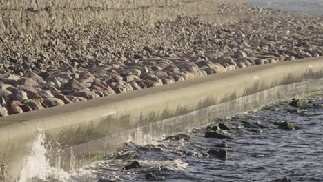 waves crashing against a sea wall