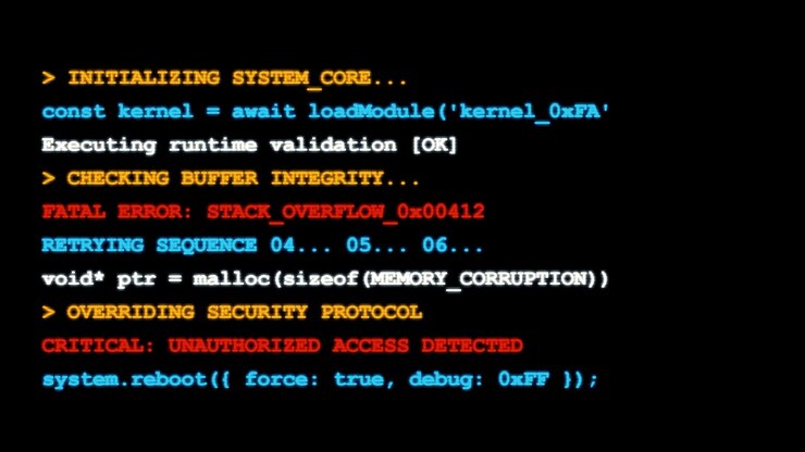 Computerterminal toont systeemfout en beveiligingswaarschuwingscode