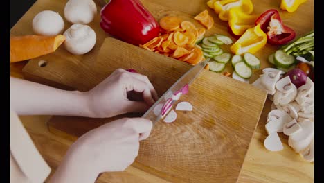 chopping vegetables