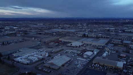 endless warehouses under the evening sun in calgary