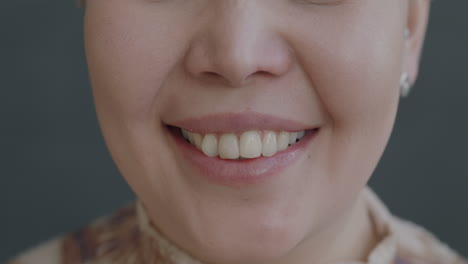 close-up of a smiling woman's mouth