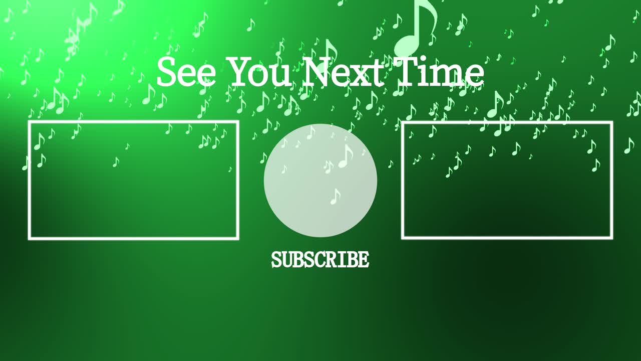 음악적 노트 입자 분류 엔드 카드 엔딩 스크린 모션 그래픽