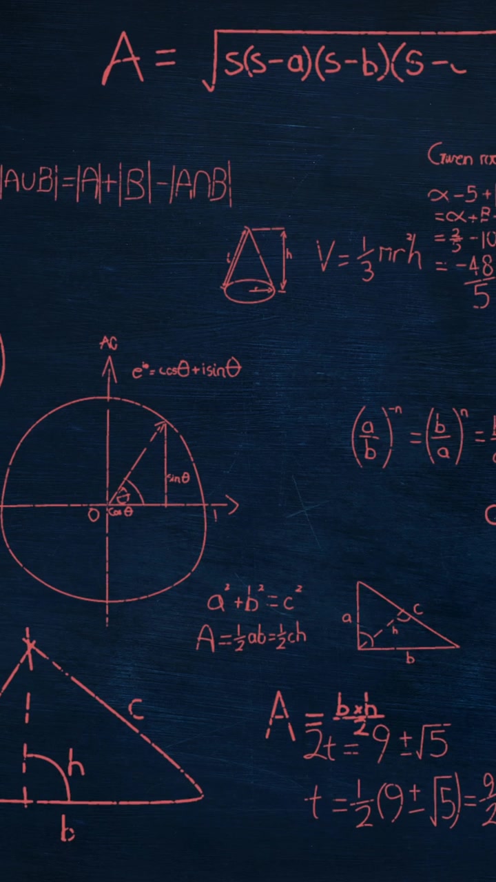 Pila di libri, equazioni matematiche e grafici