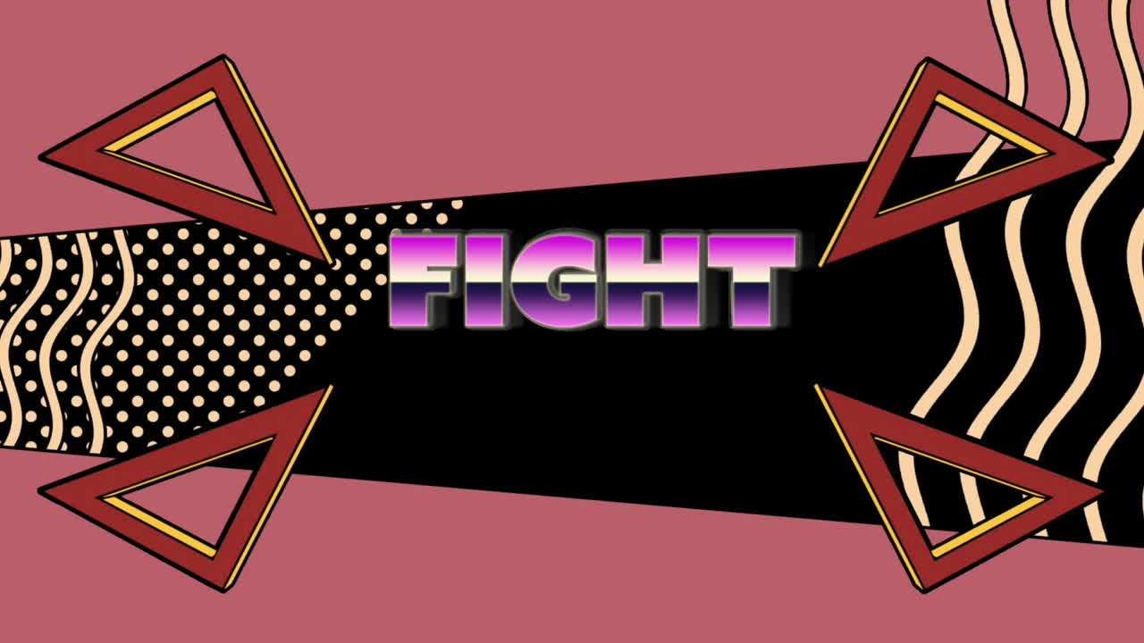 animación de texto de lucha sobre formas en fondo negro