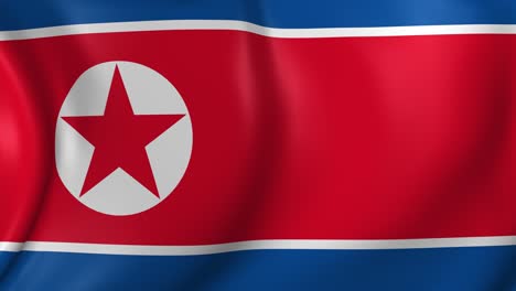 video animation of north korea flag, slow motion closeup waving in the wind.