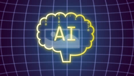 animation of brain with ai text and binary coding over landscape icons