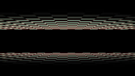 black and white checkerboard stripes moving at the top and bottom of a black background