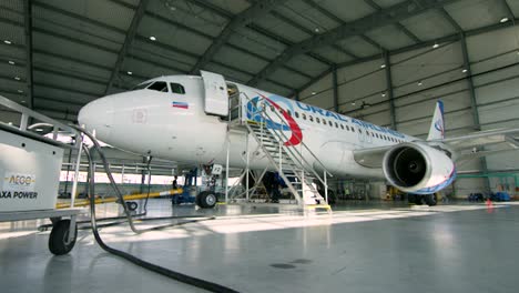 aircraft maintenance in hangar