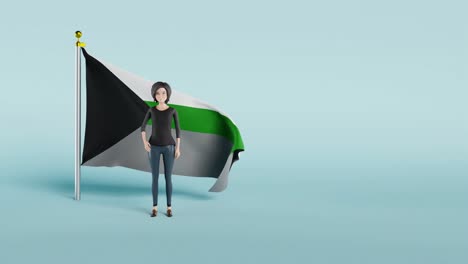 3D-video-of-Demiromantic-pride-flag-waving-against-white-background