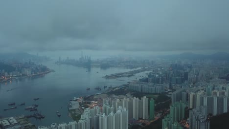 drone footage of tseung kwan o city, hong kong