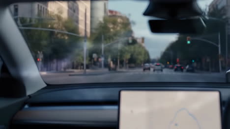 Autonomous Vehicle Perspective with Data Visualization Overlay