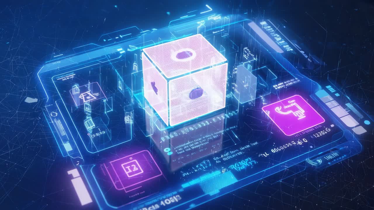 Futuristic Digital Cube Technology Interface