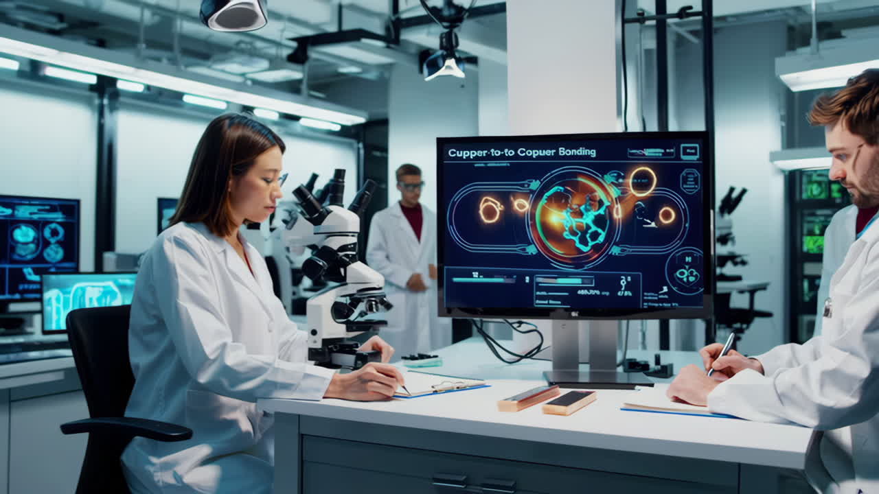 Scientists Conducting Copper-to-Copper Bonding Experiment