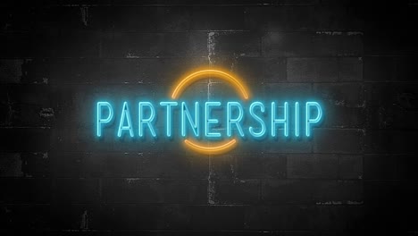 partnership message on flickering neon sign in 4k resolution