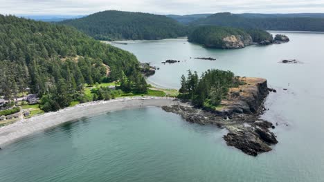 establishing drone shot of rosario beach, the northern most part of deception pass state park