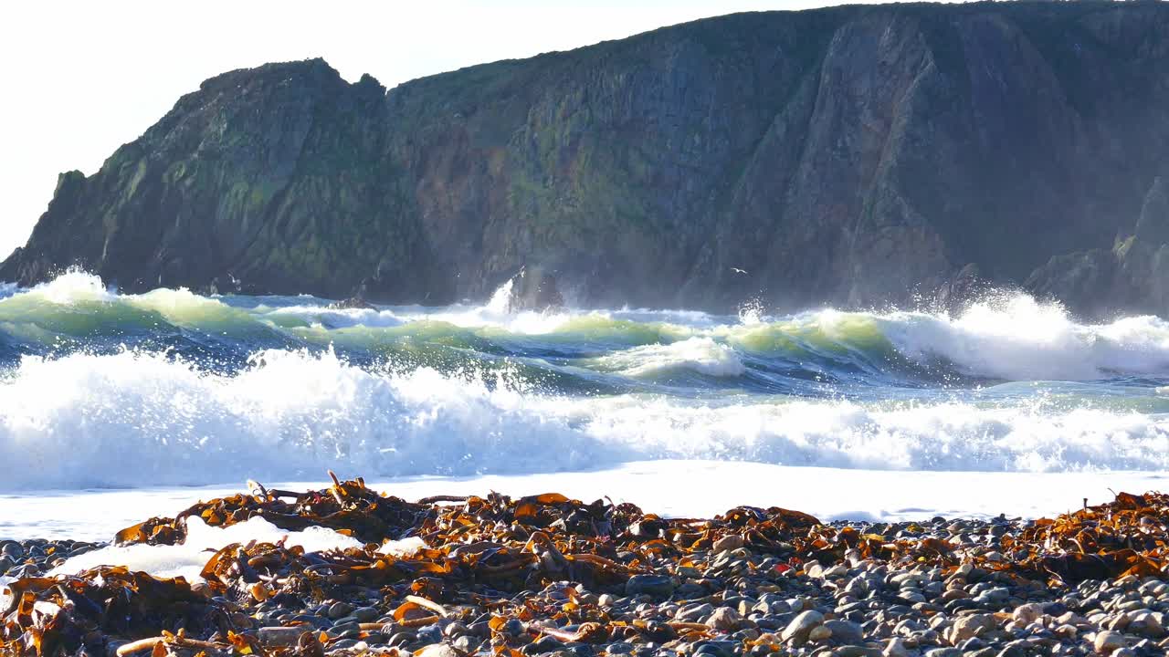 Epic Ireland Atlantic winter storm hits the beaches of the Waterford Coastline