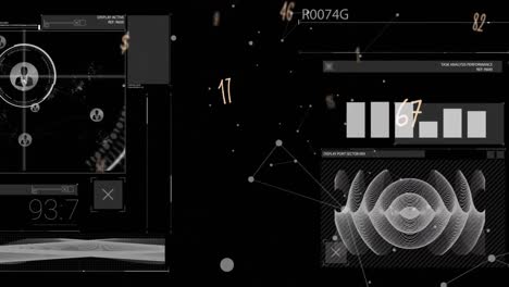 animation of scope scanning and data processing on black background