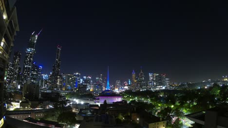 nye fireworks over the city of melbourne australia timelapse, new years eve, year  two thousand and twenty wide and colourful