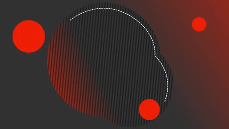 red circle and dashed line animation over dark striped abstract shape