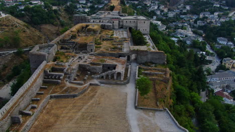 drone shot 4k of clock of gjirokastra castle