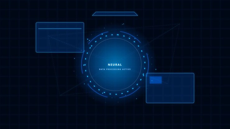 Animatie van Futuristische Neurale Netwerk Gegevensverwerkingsinterface