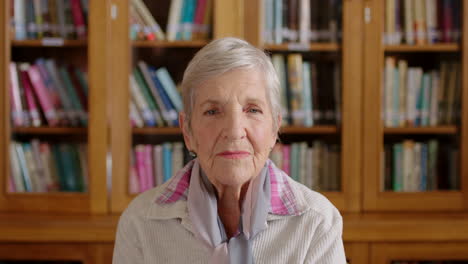 Library,-senior-woman-and-sad-portrait