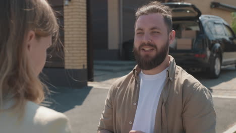 happy man buying house