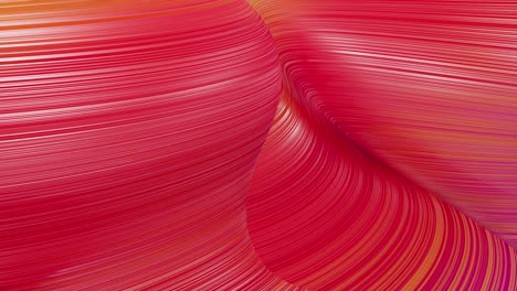 hermoso fondo abstracto de ondas en la superficie, gradientes de color rojo amarillo, líneas extrudidas como superficie de tela a rayas con pliegues o ondas en líquido. bucle 4k. 14