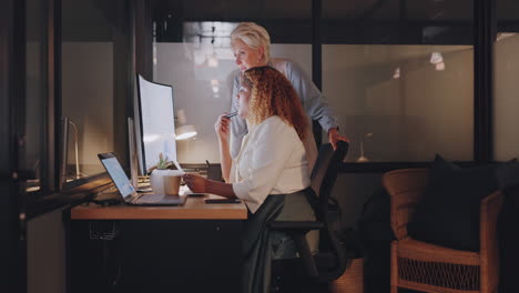 Office,-overtime-and-woman-with-manager