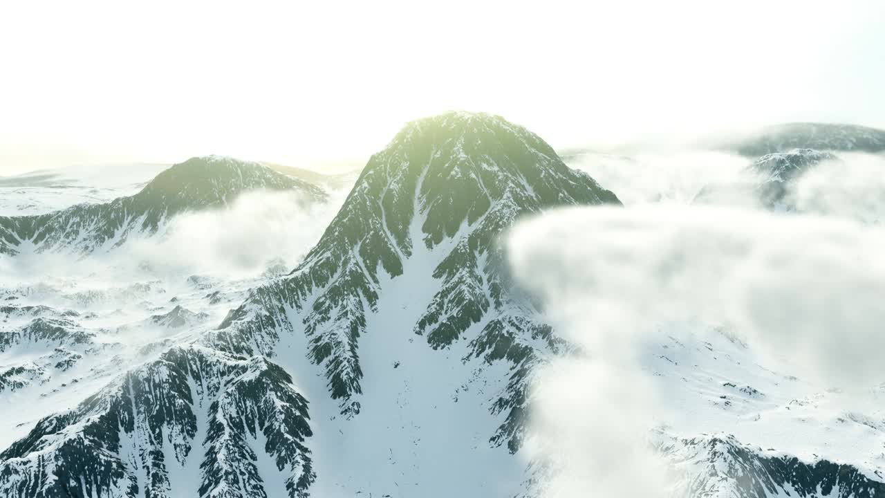 pico de montaña de invierno en bucle