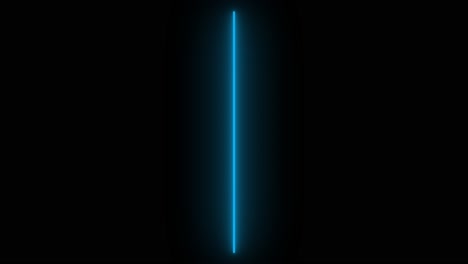 minimalist animation of glowing vertical blue neon line or light saber effect on isolated black background. seamless loop for tech, sci-fi, abstract visuals
