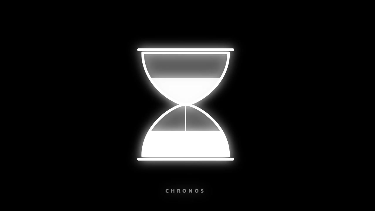 Glowing Hourglass Icon Rotating on Black Background