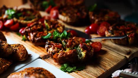 Crispy-and-delicious-savory-buns-on-wooden-table-with-natural-light-illuminate